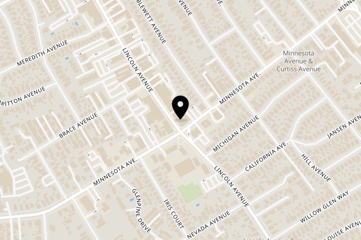 Map showing the location of Arepas Latin Cuisine San Jose on 1384 Lincoln Ave in San Jose